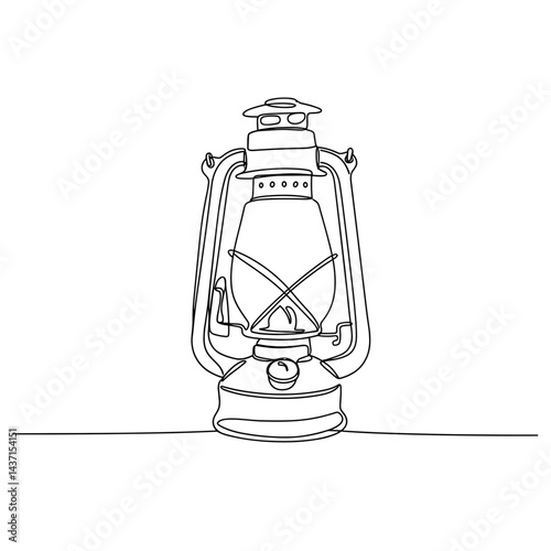 Vintage oil lamp sketch on white background  