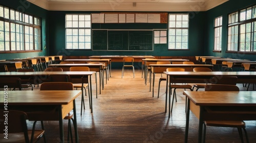 Nostalgic classroom scene evoking memories of schooldays and academic endeavors