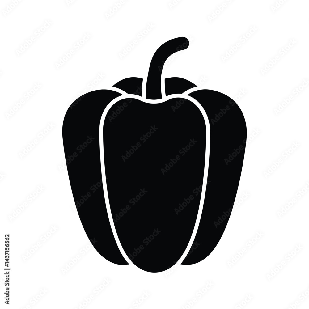 Bell Pepper Stencil Icon Vector Illustration Bell Pepper Stencil Icon Vector Illustration