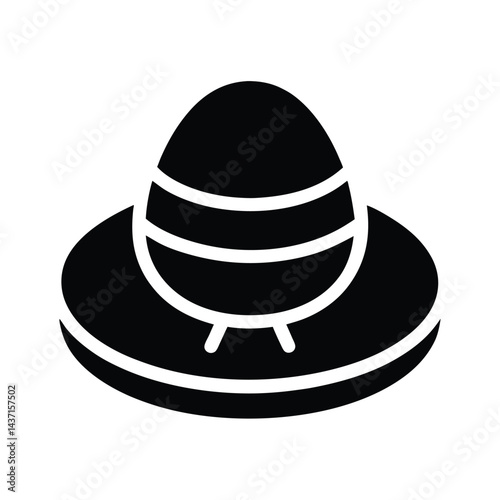 Easter Bonnet Stencil Icon Vector Illustration