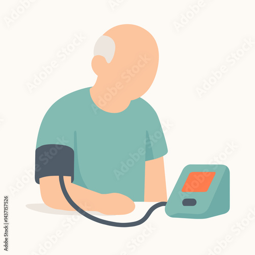 elderly man measuring blood pressure at home  