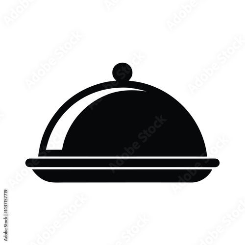 Food Tray with Dome Icon Vector Illustration