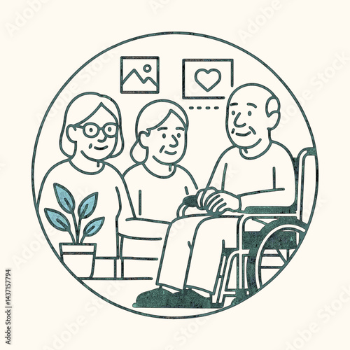 elderly man receiving care with family support in cozy setting  