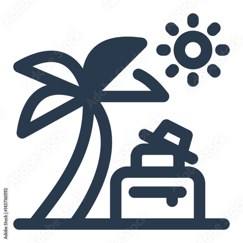Staycation Scene with Palm Tree and Luggage