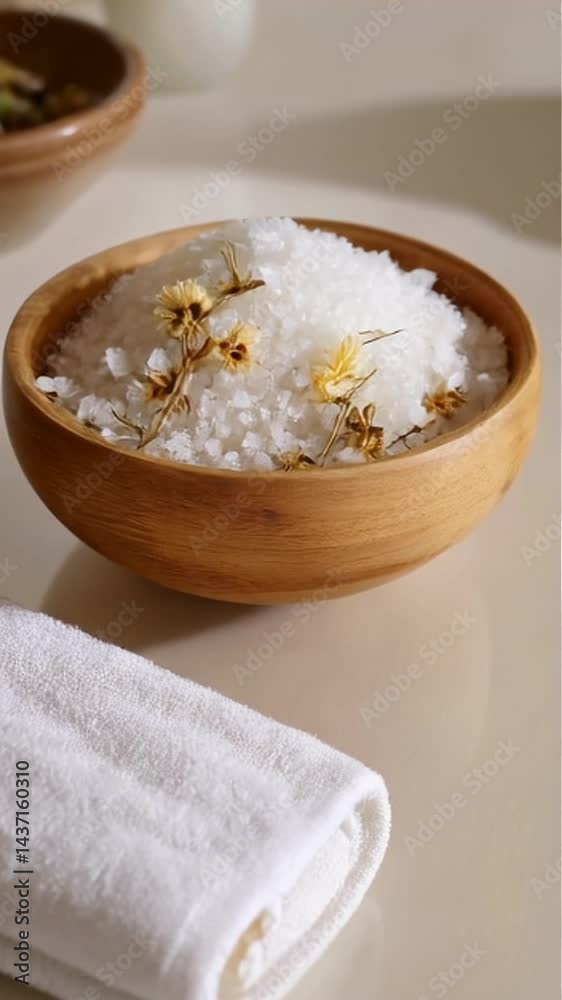 Spa Day Essentials: Aromatic Bath Salts and Soft Towel Spa Day Essentials: Aromatic Bath Salts and Soft Towel
