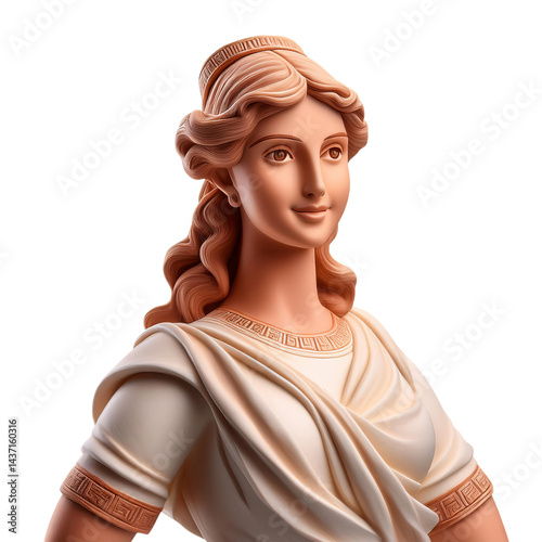 Elegant Classical Figure Sculpture in White Draped Attire and Hair