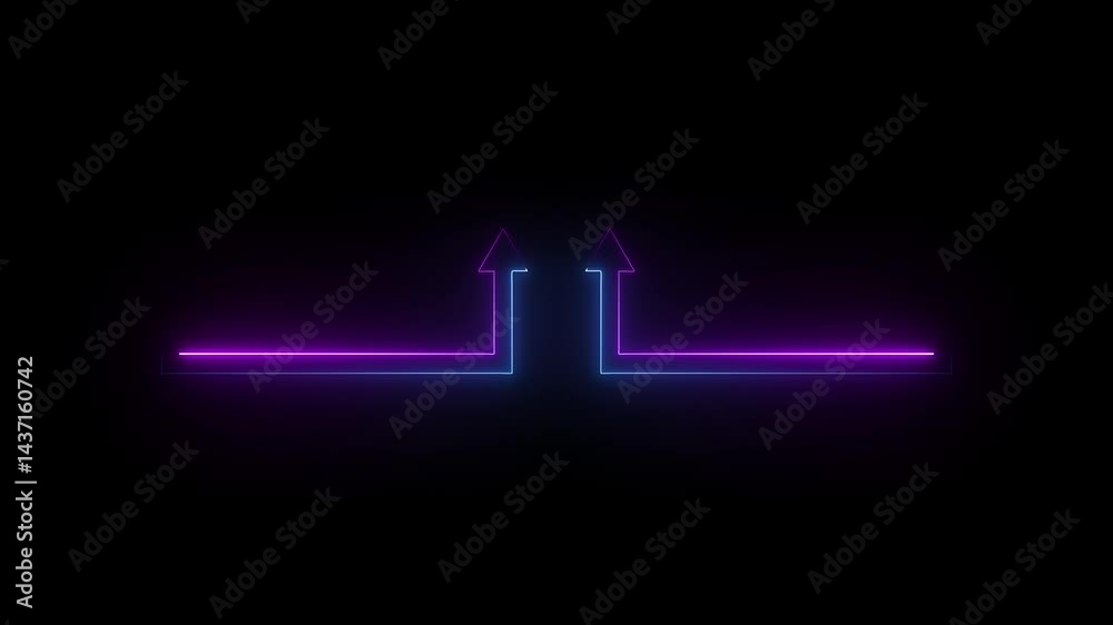 Glowing neon line icon and up arrow isolated on transparent background. Arrow growth up concept , Money, profit, investment, growth business, economy,