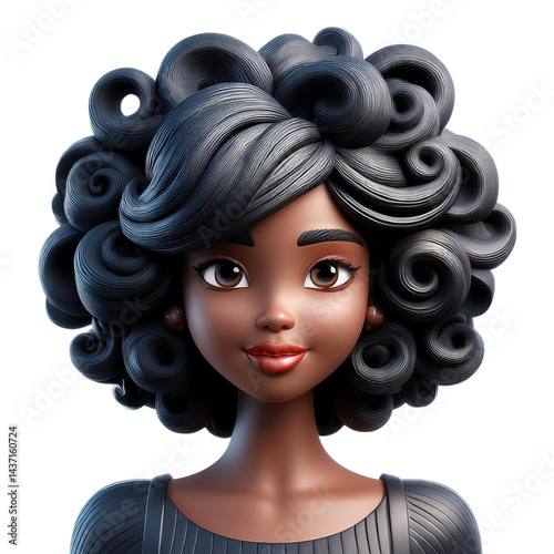 Beautiful woman with stylish curly hair and confident expression