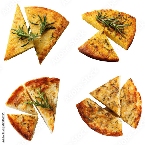 Golden Farinata Wedge with Rosemary, Top View