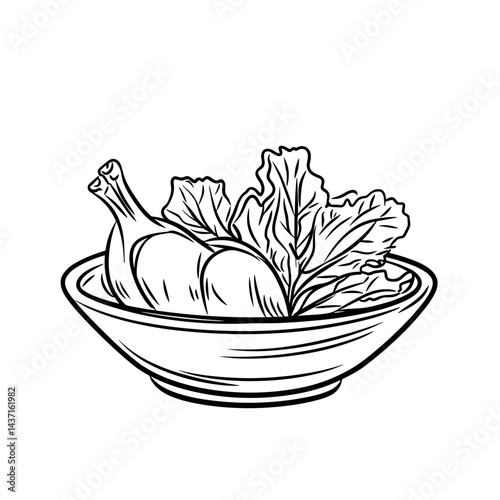Caesar salad with lettuce and vegetables in a bowl  