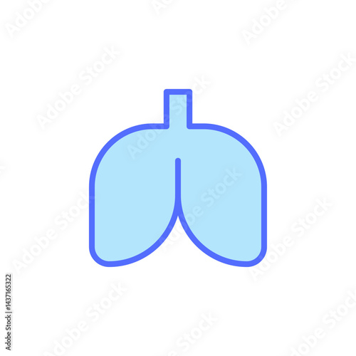 Medical Icon of Blue Lungs Representing Respiratory Health and Anatomy in a Simple and Clear Design