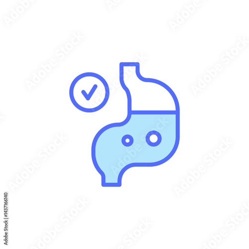 Stomach Health Check Icon Representing Digestion Wellness and Nutritional Care in Medical Imagery