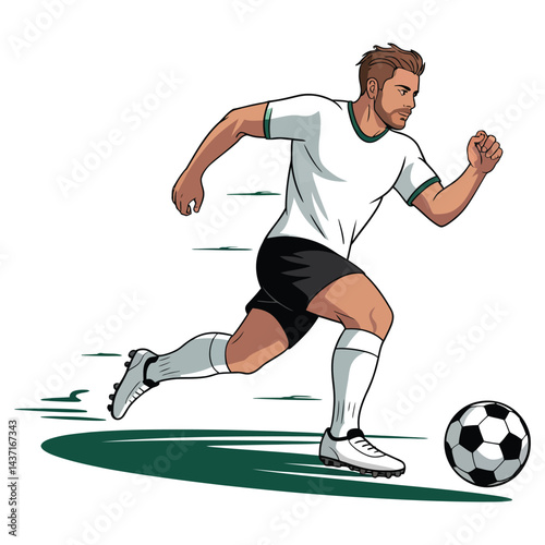 Soccer Player Vector in Action Pose.