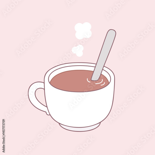 Warm beverage with a spoon illustration