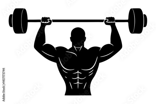 Silhouette of a muscular bodybuilder lifting a barbell in a fitness exercise, bodybuilding, weightlifting, silhouette, muscular, muscle, bodybuilder, fitness, exercise, workout, gym, training, health