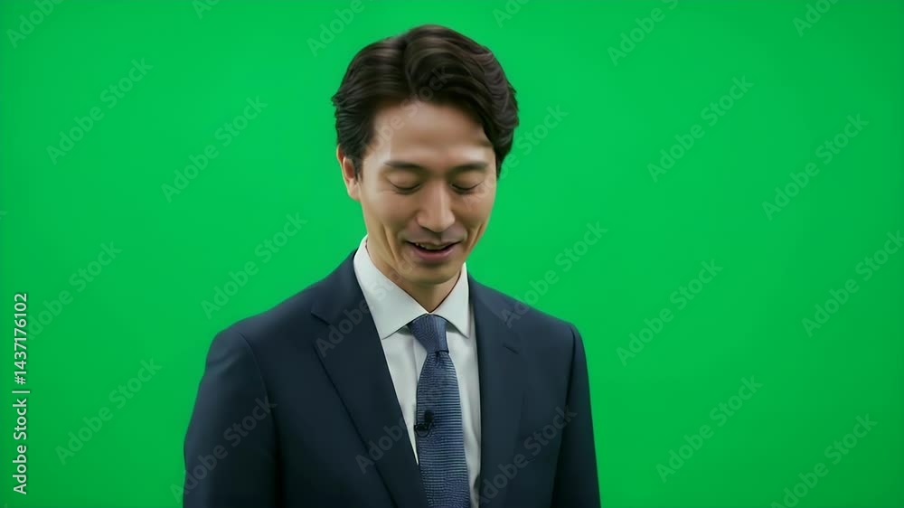 Happy Businessman in a Suit Against a Green Screen Happy Businessman in a Suit Against a Green Screen