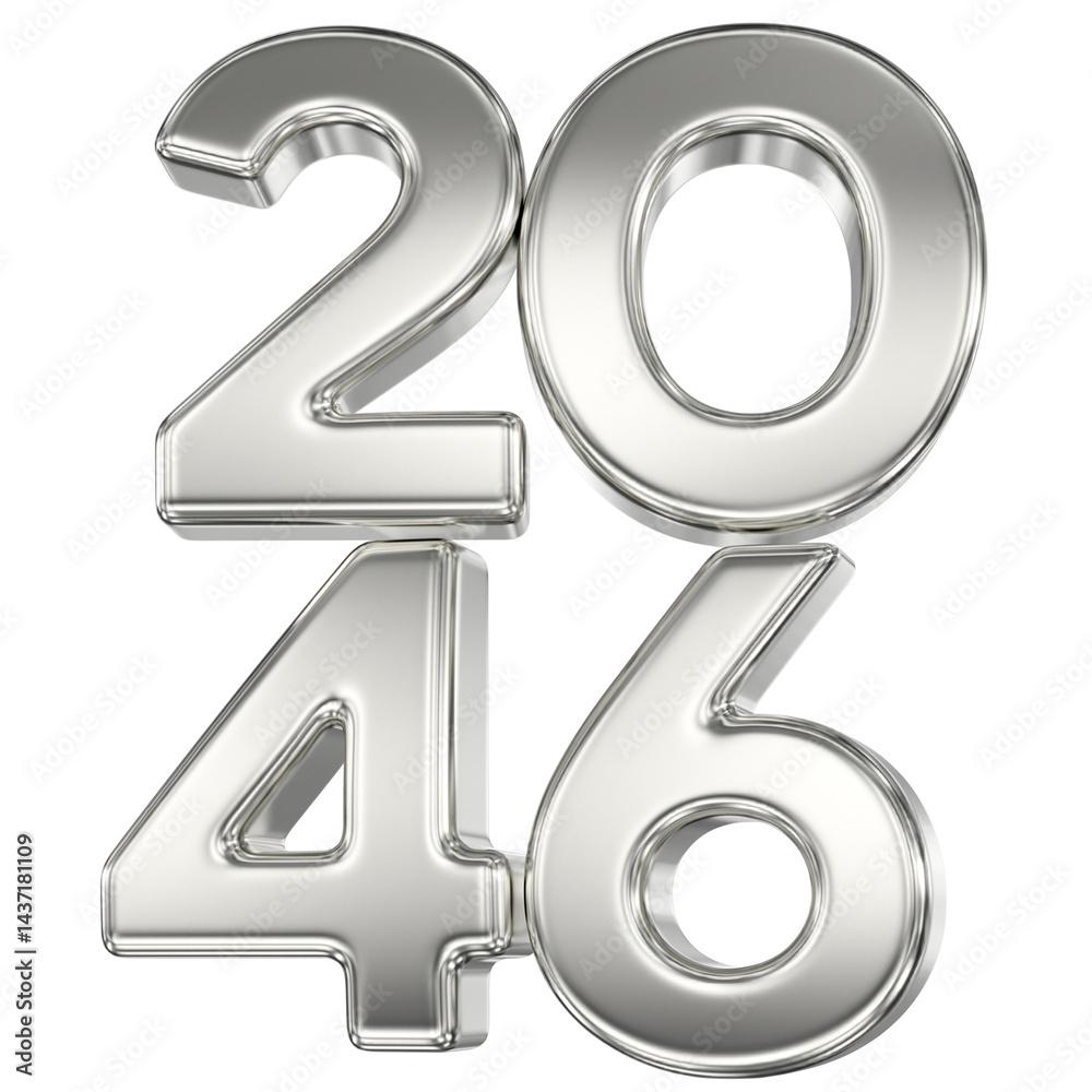 Number 2046 Silver 3D Rendering Number 2046 Silver 3D Rendering