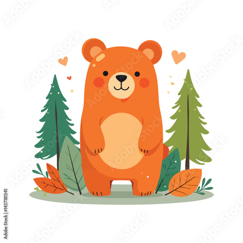 Cute Bear Illustration, Isolated on a white background, bear vector design