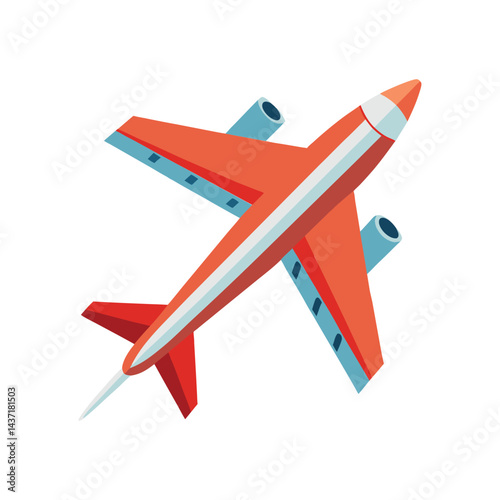 Aeroplane in flight, angled upward, vector illustration design on white background