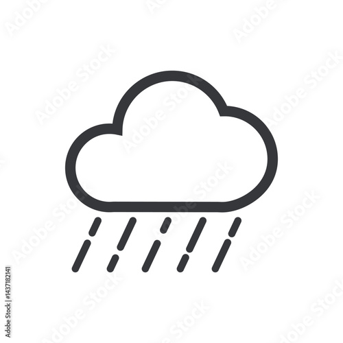 Isolated weather icon of cloudy rain with flash thunder, bad weather symbol