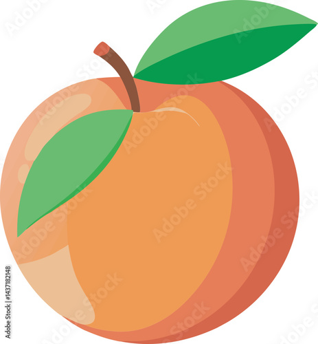 A vibrant vector art illustration showcasing a delicious peach fruit, highlighting its juicy texture and fresh, natural appeal.