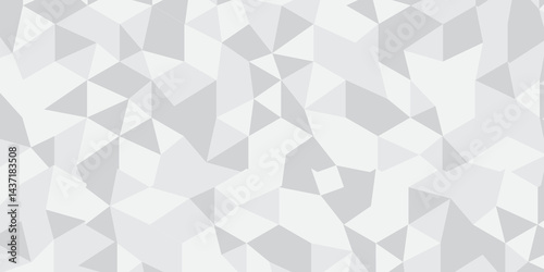 Abstract geometric White and gray background seamless mosaic and low polygon triangle texture wallpaper. Triangle shape retro wall grid pattern geometric ornament tile vector square element.	
