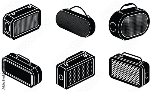 Water Resistant Speaker Vector Silhouette Collection: Outdoor Audio Icons