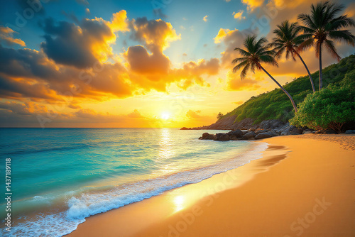 palm trees on the beach at sunset1