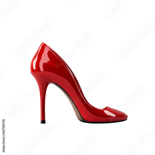 red high heels shoes isolated on a transparent background, in a PNG format