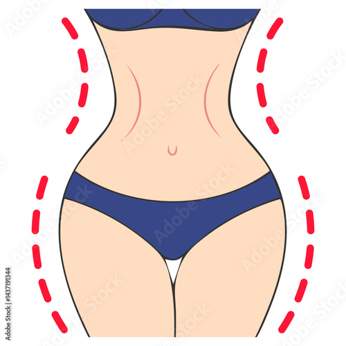 Healthy Fitness Woman's Defined Abdomen