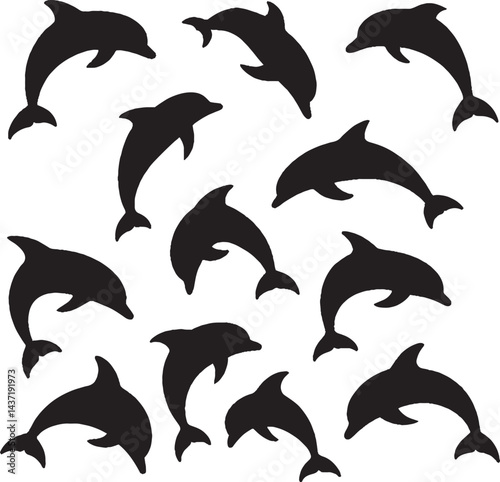 dolphin silhouette vector sticker pack