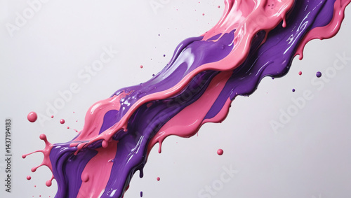 Abstract Swirling Pink and Purple Paint Splash