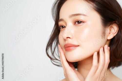 スキンケア、モデル,アジア人女性、AI