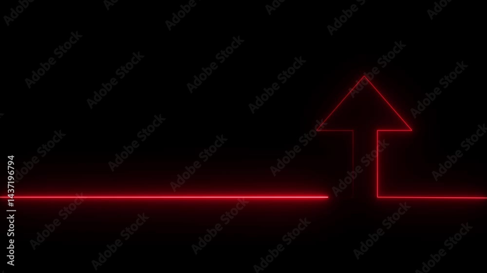 Neon arrow doing direction information animation on black background. Abstract dynamic neon arrow icon animation background.