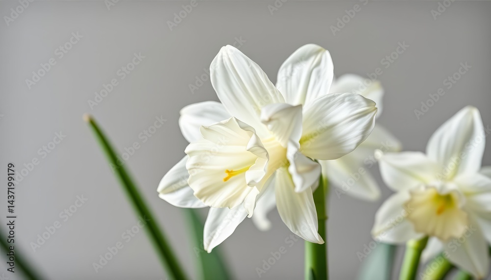Obraz premium Delicate white paperwhite narcissus blossom, isolated, isolated, paperwhite