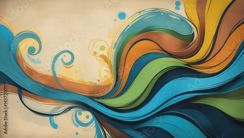 Abstract Yarn and Crochet Inspired Background with Colorful Swirls