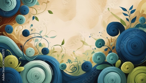 Abstract Yarn and Crochet Inspired Background with Colorful Swirls