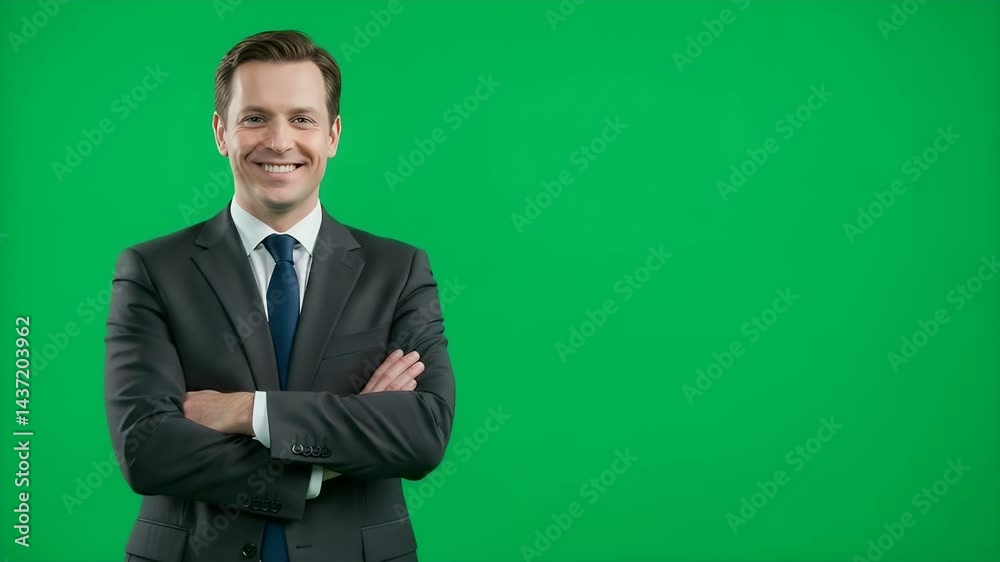 Confident Businessman Portrait Against Green Screen Confident Businessman Portrait Against Green Screen