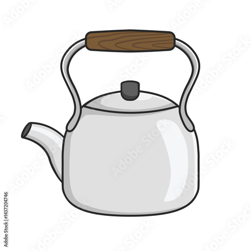 Antique teapot with wooden handle vector design