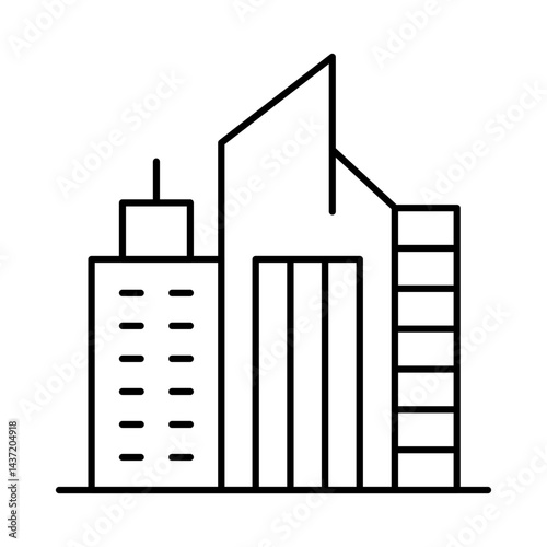 Buildings Line Editable Stroke Icon. Real Estate, City, Cityscape, House, Home, Apartment, Condominium, Hotel, Mall,  Town, Architecture Buildings Icons Vector Illustration