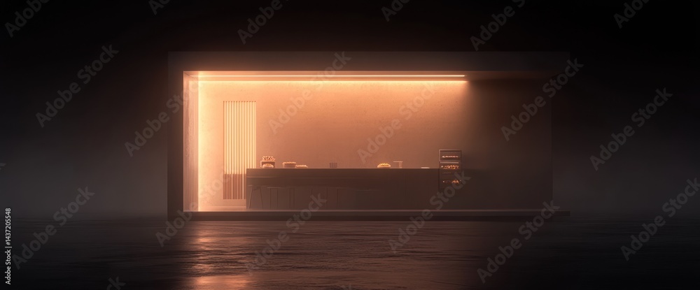 Mysterious Nighttime Bar: Orange Glow in the Dark Mysterious Nighttime Bar: Orange Glow in the Dark