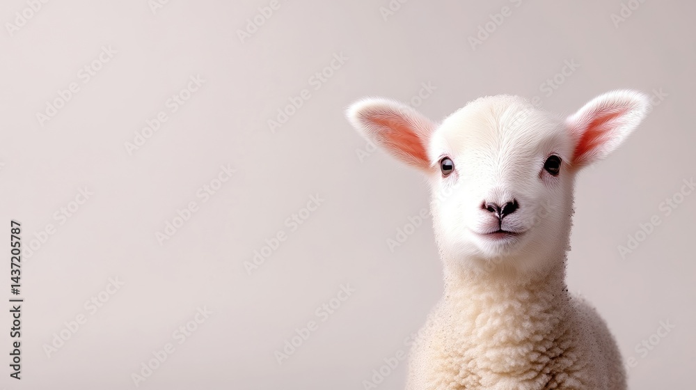 Naklejka premium Innocent lamb, soft focus, springtime