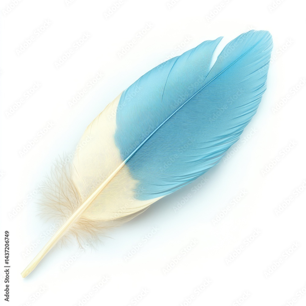 Fototapeta premium White feather, isolated bird plume on a clean background