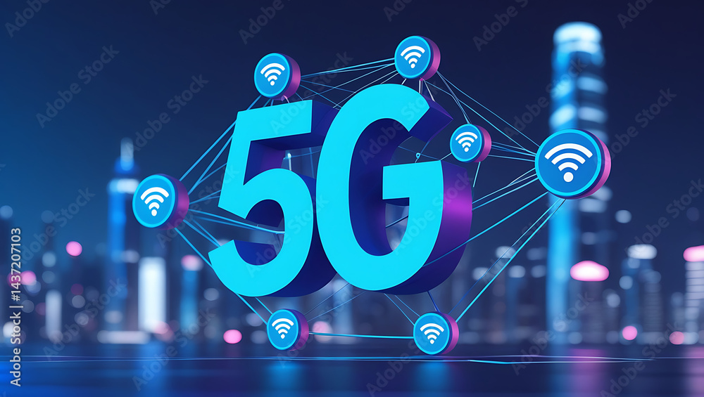Obraz premium 5G Technology: Next-Generation Wireless Network for Ultra-Fast Connectivity and Low-Latency Communication