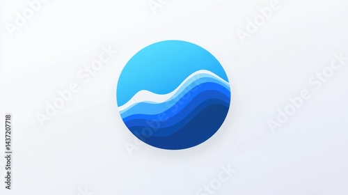 Abstract blue wave circle design, white background, website icon