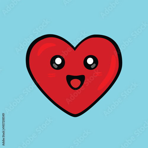 vector cute heart, love symbol icon vector illustration smile bleeding heart