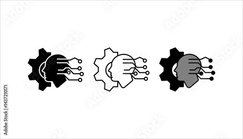 Artificial Intelligence. Smart hardware.Vector linear icon isolated on white background.	

