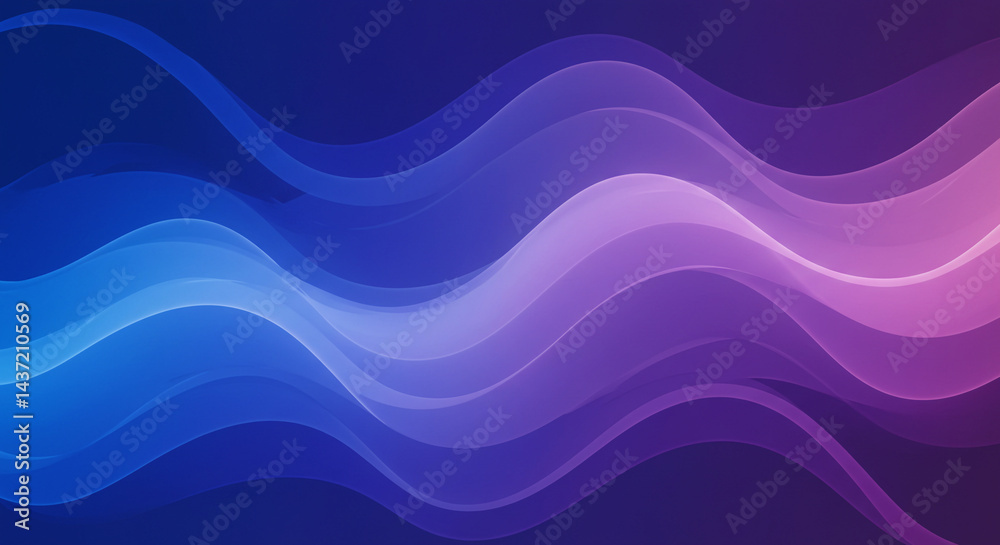 Fototapeta premium Smooth, flowing waves of color transition from deep blue to vibrant purple, creating a soft, abstract gradient. 