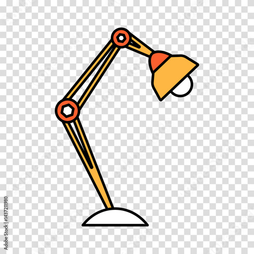 Table desk lamp in flat outline style. Reading light in cartoon style. Vector clipart icon on a transparent background.