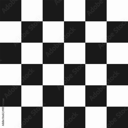 Seamless black and white chess checkered grid pattern in Memphis style. Geometric vector design for backgrounds and wallpapers. Modern and hipster aesthetics